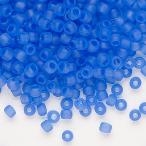 Seed bead, Dyna-Mites&trade;, glass, transparent matte light blue, #6 round. Sold per 40-gram pkg.