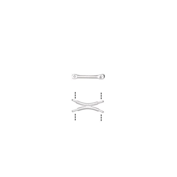 Link, silver-plated brass, 16x6mm double curve with 4 loops. Sold per pkg of 20. image number 0