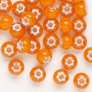 Seed bead, Preciosa Ornela Czech glass, pkg/20g, #32 cornelian star rocaille, opaque orange and white, (93703).