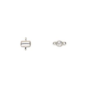 Link sterling silver white topaz 1pk 5x3mm hand-cut faceted round, natural