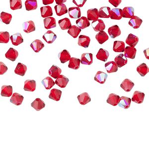 Bead 144pk light Siam glitter, Preciosa Czech crystal 4mm bicone