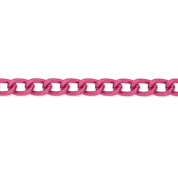 Chain 1pkg1 curb, 4mm, aluminum / anodized fuchsia 5 foot unfinished image number 0