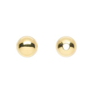 Bead 1pkg10 gold-plated, 10mm round, brass