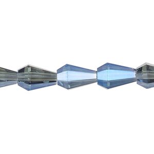 Bead, glass, crystal blue shade, 10x8mm faceted teardrop. Sold per 15-1/2 to 16-inch strand.