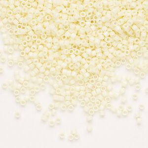 Seed bead, Delica&reg;, glass, pkg/250g, #11 round, opaque glass enamel pale yellow (DB-1491-1).