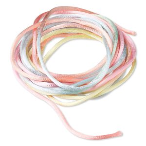 Cord, Satinique&trade;, satin, spring flowers, 2mm regular. Sold per pkg of 10 feet.
