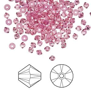 Bead 1440pk rose, Swarovski&reg; 3mm XILION bicone 5328