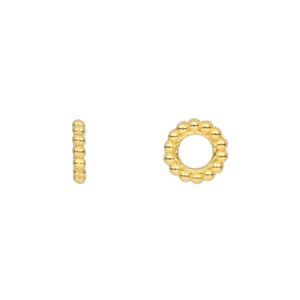 Bead 1pkg50 gold-finished "pewter", 9x2mm beaded rondelle, Dione&reg;