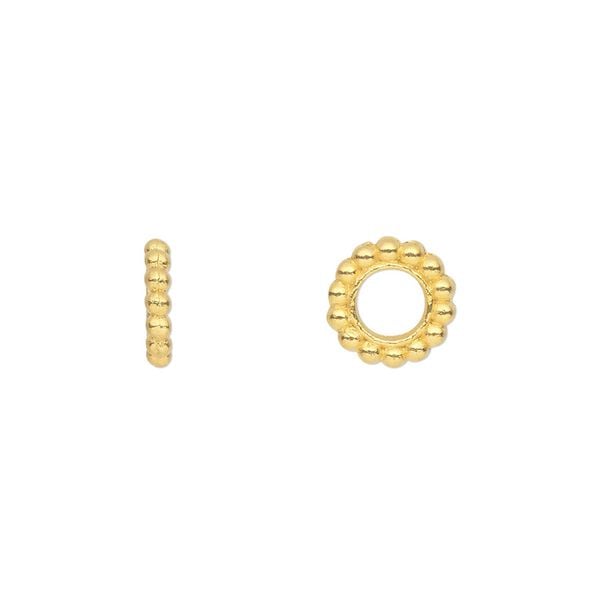 Bead 1pkg50 gold-finished "pewter", 9x2mm beaded rondelle, Dione&reg; image number 0