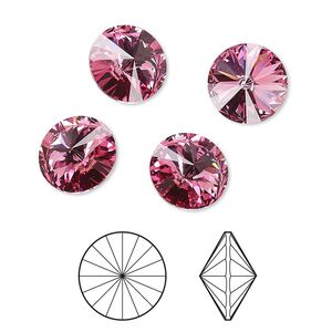 Chaton 4pk rose foil back, Crystal Passions&reg; 10.54-10.91mm rivoli SS47 1122
