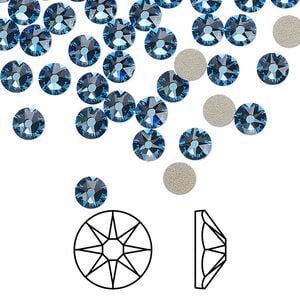 Flat back 144pk cool blue foil back, Crystal Passions&reg; Regenerated 4.6-4.8mm rose round SS20 2088