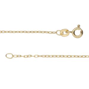 Chain 1pkg1 sterling silver cable, 1.4mm long / springring clasp, Gossamer&trade; "vermeil" 18 inch