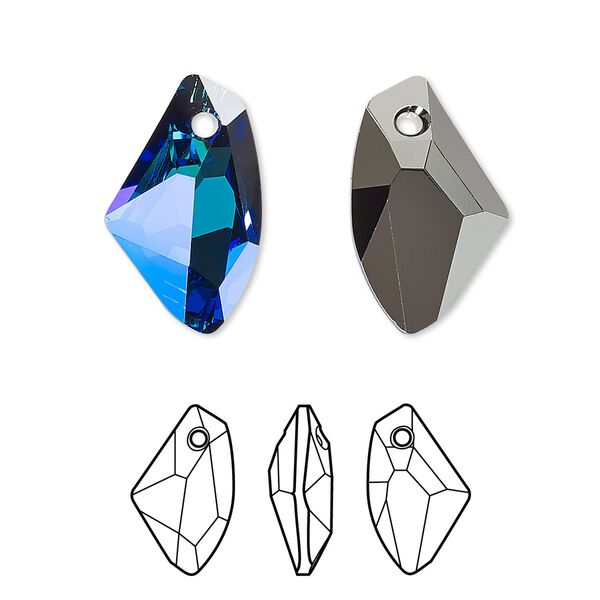Drop 48pk crystal Bermuda blue P, Swarovski&reg; 19x11mm pendant galactic vertical 6656 image number 0