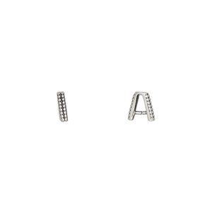Bail, ice-pick, antiqued sterling silver, 6x1.5mm with beaded design, 3.5mm grip length. Sold per pkg of 4.