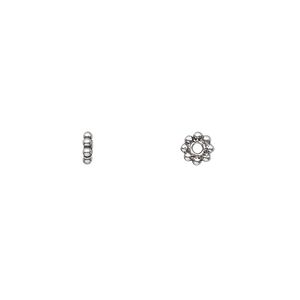Bead 1pkg30 sterling silver, 5x1mm beaded rondelle, antiqued