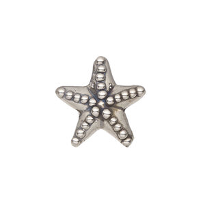 Bead 1pkg1 sterling silver, 19x7mm starfish, electroformed / antiqued JBB Findings