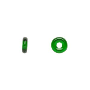 Bead, Czech pressed glass, emerald green, 8x2.5mm ring. Sold per pkg of 50.