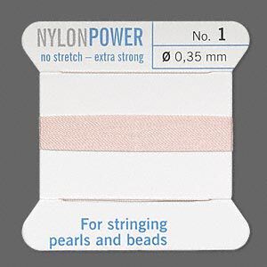Thread, Griffin, nylon, light pink, size #1. Sold per 2-meter card (approximately 78 inches).