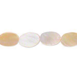 Mother-of-pearl shell 1pkg1, flat oval bead 15.5 to 6 inch 11x7mm-13x9mm flat oval
