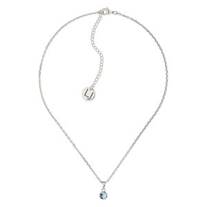 Necklace, Everyday Jewelry&trade;, Crystal Passions&reg; and silver-plated "pewter", aquamarine, 7.5mm round, 16 inches with 2-1/2 inch extender chain and lobster claw clasp. Sold individually.
