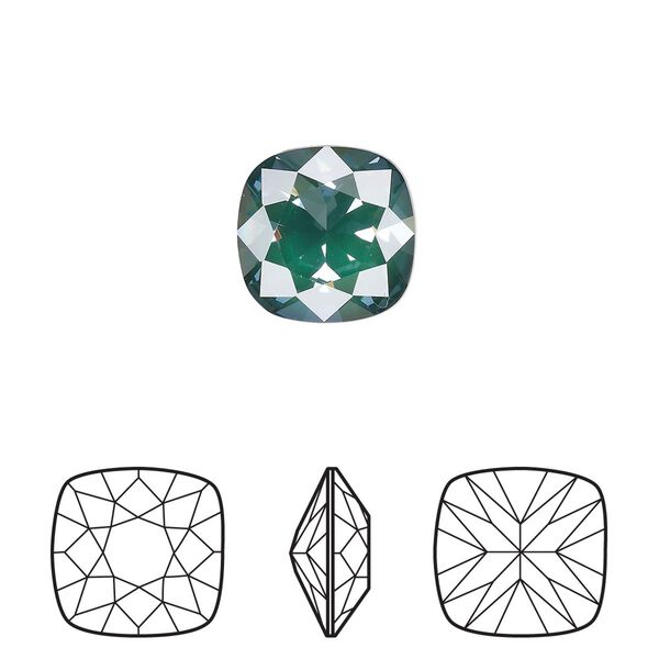 Fancy stone 1pk crystal pine green ignite LacquerPRO, Crystal Passions&reg; 12mm cushion 4470 image number 0