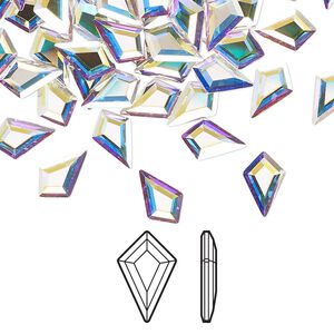 Flat back 216pk crystal AB foil back, Swarovski&reg; 8.6x5.6mm kite 2771