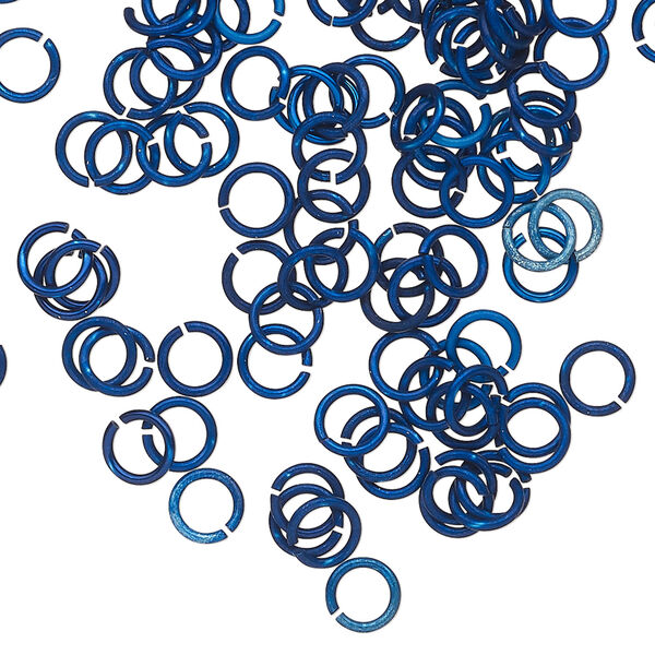 Jump ring 1pkg100 aluminum, 5mm round, 20 gauge / 3.1mm inside diameter / dark blue image number 0