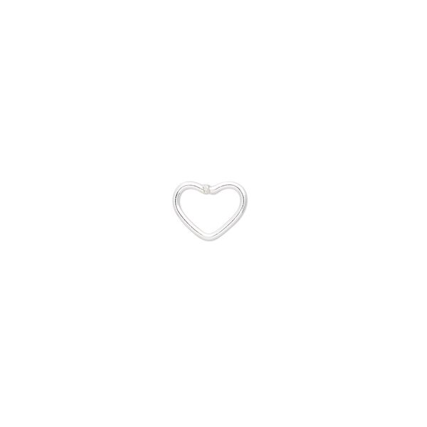 Jump ring 1pkg10 sterling silver, 7x6mm soldered closed heart, 19 gauge / 5x3.5mm inside diameter image number 0