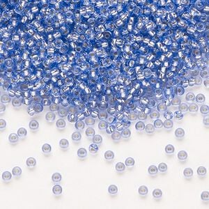 Seed bead, Preciosa Ornela Czech glass, pkg/50g, #11 rocaille, translucent solgel dyed silver-lined blue, (78131).