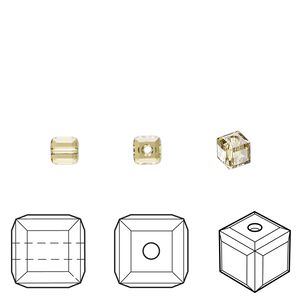 Bead 48pk dark jonquil, Crystal Passions&reg; Regenerated 4mm faceted cube 5601