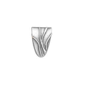 Bail, JBB Findings, ice-pick, antique silver-plated brass, 15x10mm shield with lines, 11.5mm grip length. Sold individually.