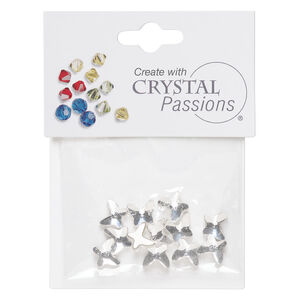 Flat back 1pkg12 crystal clear foil back, Crystal Passions&reg; rhinestone 8x7mm hotfix butterfly 2855
