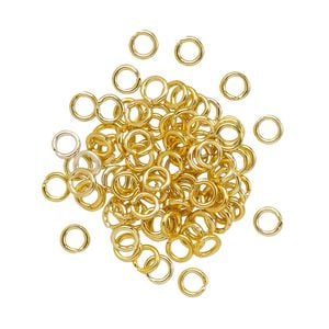 Jump ring 1pkg100 aluminum, 4mm round, 20 gauge / 2.4mm inside diameter / gold