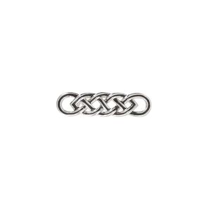 Link, sterling silver and enamel, black, 20x5mm single-sided Celtic knot. Sold individually.