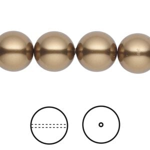 Pearl 100pk antique brass, Swarovski&reg; 12mm round 5810