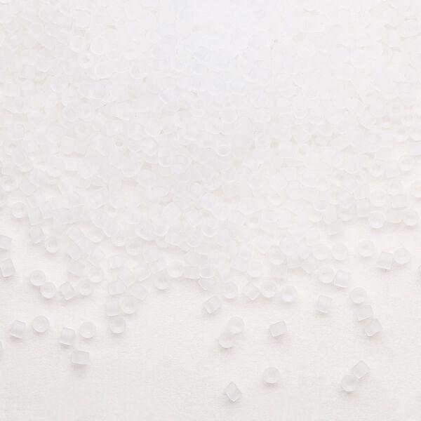 Seed bead, Delica&reg;, glass, pkg/7.5g, #11 round, translucent matte crystal clear (DB-0741). image number 0