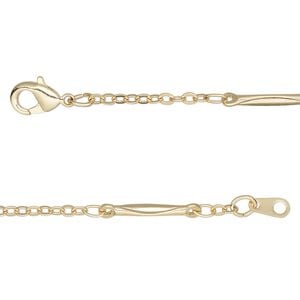 Chain 1pkg1 bar & link, 2mm / lobster claw clasp, gold-finished brass 20 inch