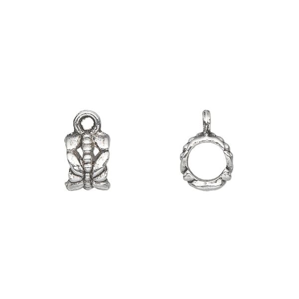 Bead 1pkg50 silver-plated "pewter", 8x6mm tube / dragonfly / closed loop, antique image number 0