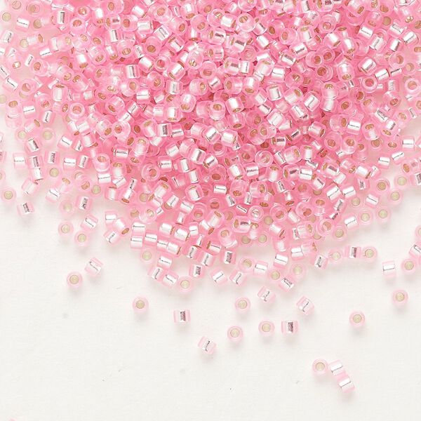 Seed bead, Delica&reg;, glass, pkg/50g, #11 round, transparent outside dyed silver-lined pink (DB-1335). image number 0
