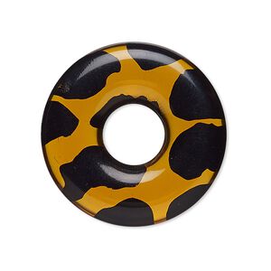 Focal, acrylic, translucent and opaque tortoise, 30mm round donut. Sold individually.