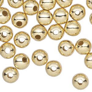 Bead 1pkg500 gold-finished, 8mm round, steel