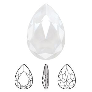Fancy stone 1pk crystal electric white ignite LacquerPRO, Crystal Passions&reg; 30x20mm pear 4327
