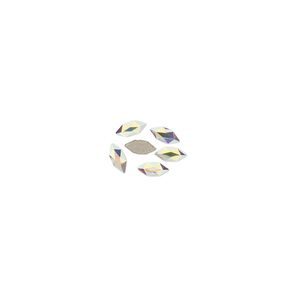 Flat back 6pk crystal AB foil back, Crystal Passions&reg; 4x1.8mm marquise jewel 2201