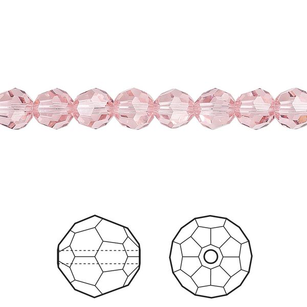 Bead 360pk light rose, Swarovski&reg; 6mm round 5000 image number 0