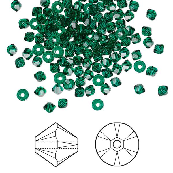 Bead 48pk emerald, Crystal Passions&reg; 3mm bicone 5328 image number 0