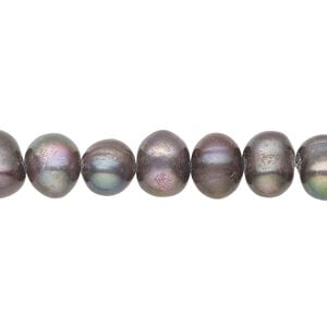 Freshwater pearl 1pkg1, semi-round, 14 inch dark peacock 9-10mm cultured