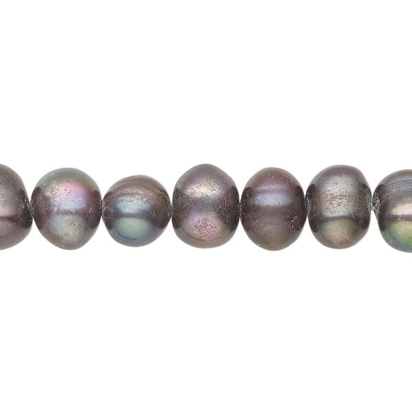 Freshwater pearl 1pkg1, semi-round, 14 inch dark peacock 9-10mm cultured image number 0