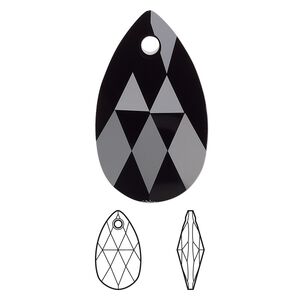 Drop 36pk jet, Swarovski&reg; 28x17mm pendant pear 6106