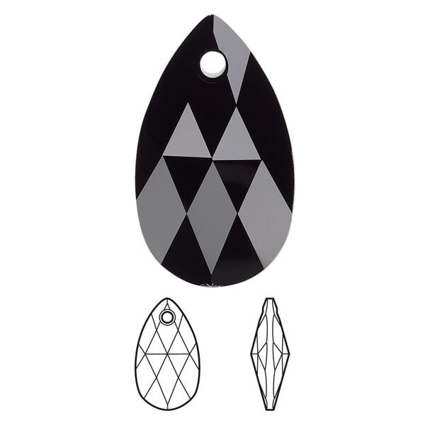 Drop 36pk jet, Swarovski&reg; 28x17mm pendant pear 6106 image number 0