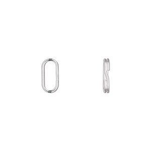 Split ring 1pkg100 silver-plated, 10x5mm oval, 8x3mm inside diameter / steel